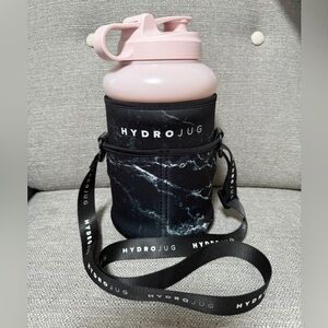 HydroJug Pink Bottle & Black Marble Crossbody Carrier
